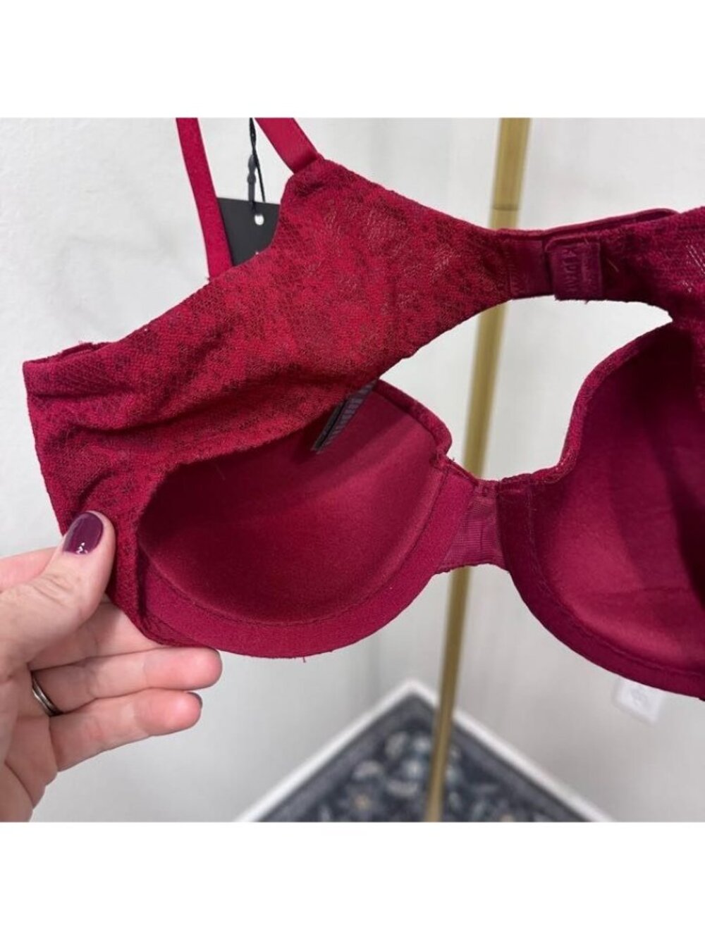 Savage X Fenty Underwire Red Padded Lace Bra Adjustable Strap Womens sz 34C NEW - Picture 5 of 6